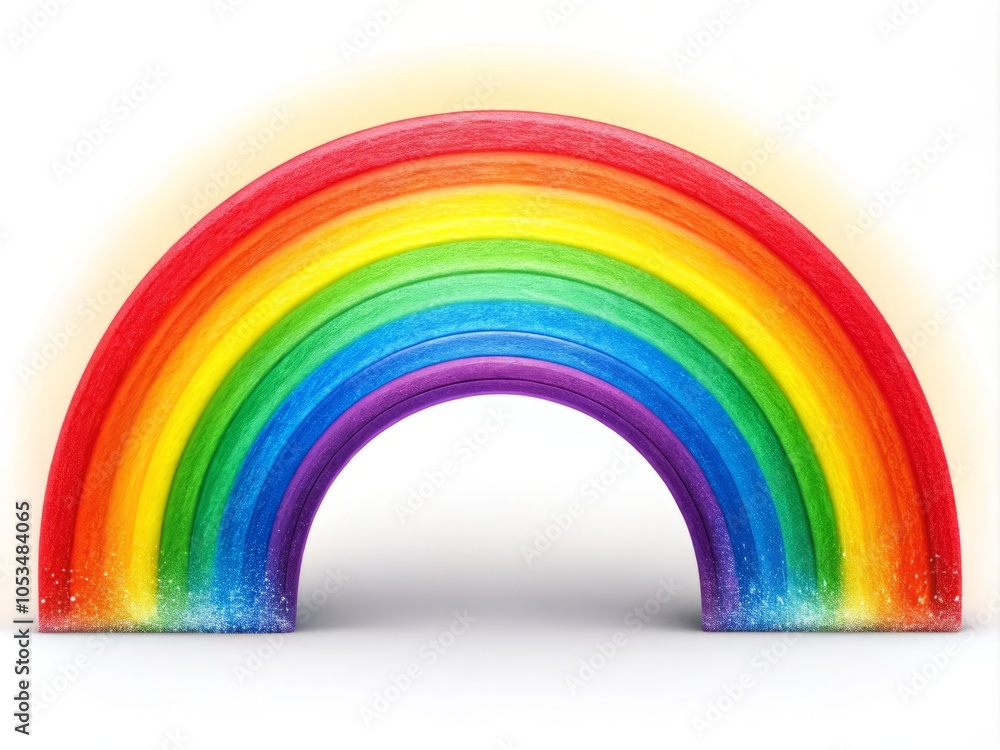 Fototapeta premium Colorful rainbow arcs radiate against a white backdrop, perfect for customizable LGBT pride marketing graphics 