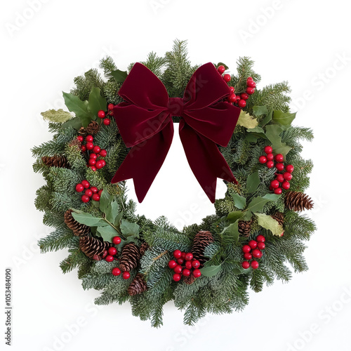 Christmas wreath isolated on white background