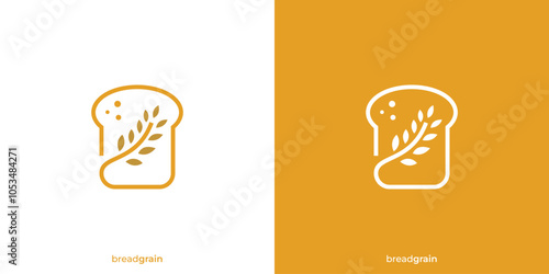 Bread and Wheat, Bakery Logo Designs with Lineart Outline Style. Bakery Shop Logo, Icon, Symbol, Vector, Design Inspiration.