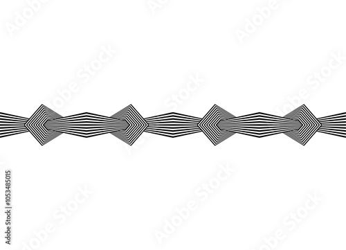 Vector striped pattern of black broken lines on a white background. Modern design element. Black and white ornament. Textile, interior decor, wall art. carpet. Border
