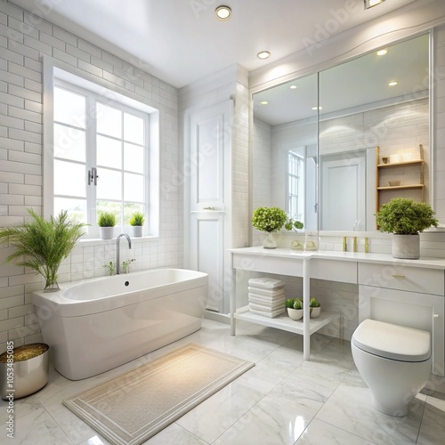 Modern style bathroom in white tones.