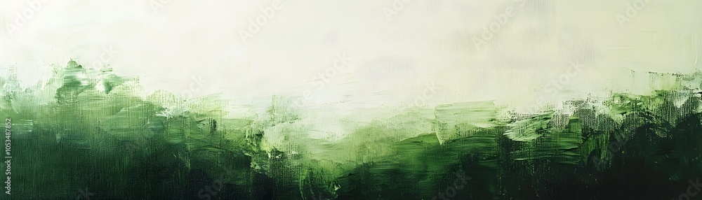 Obraz premium Abstract Green and White Oil Painting on Canvas