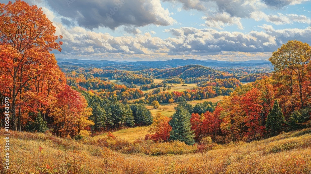 Fototapeta premium Scenic overlook with vibrant fall colors