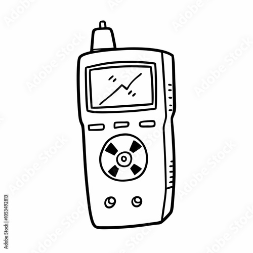 Handheld Gas Detector Line Art Illustration for Safety and Industrial Use