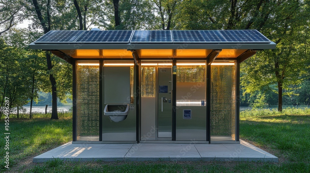 Solar-powered public restroom. Solar-powered public restroom.