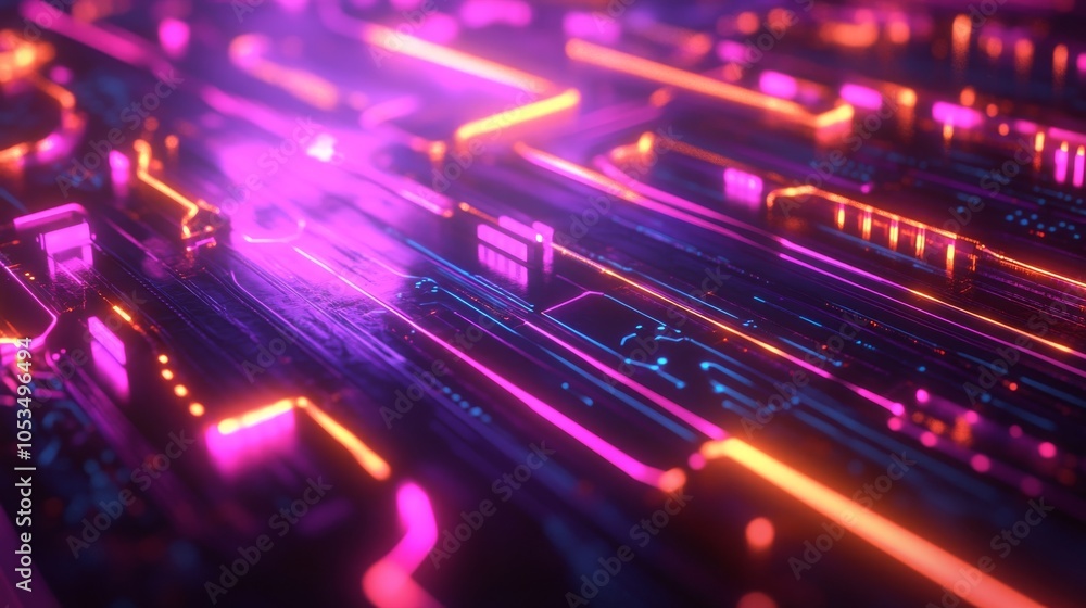 Abstract High-Tech Background with Glowing Elements Abstract High-Tech Background with Glowing Elements