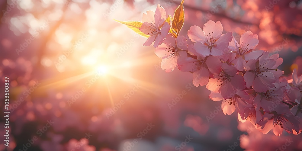 A stunning close-up of cherry blossom flowers in soft pink hues, illuminated by golden sunlight, capturing the essence of springtime beauty and tranquility. A stunning close-up of cherry blossom flowers in soft pink hues, illuminated by golden sunlight, capturing the essence of springtime beauty and tranquility.