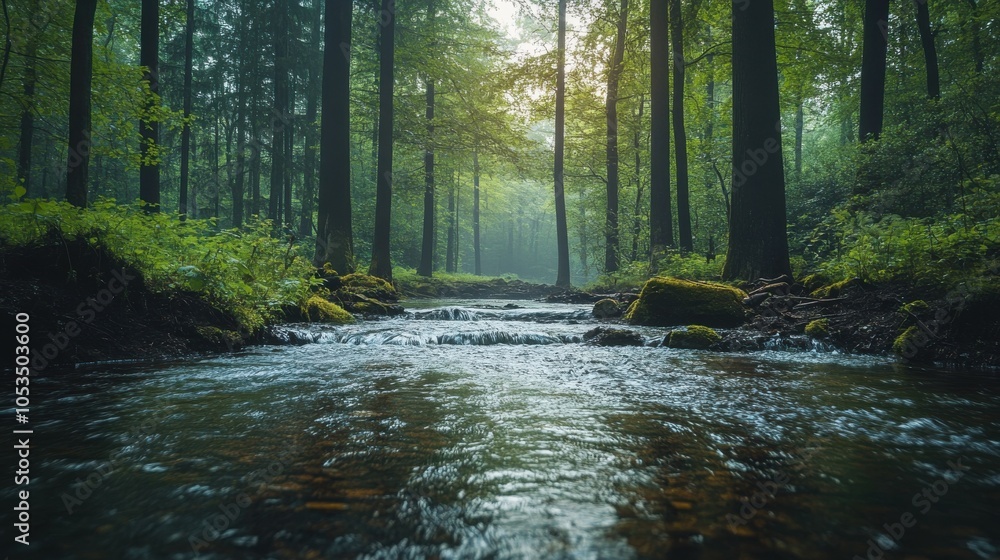 Obraz premium Stream running through a forest.