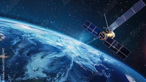 Wallpaper Mural Satellite on orbit of the earth planet, dark space galaxy Torontodigital.ca