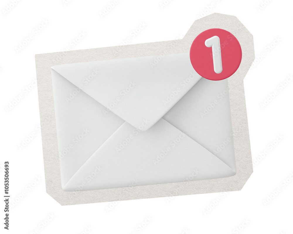 PNG 3D email notification icon with white border, transparent background PNG 3D email notification icon with white border, transparent background