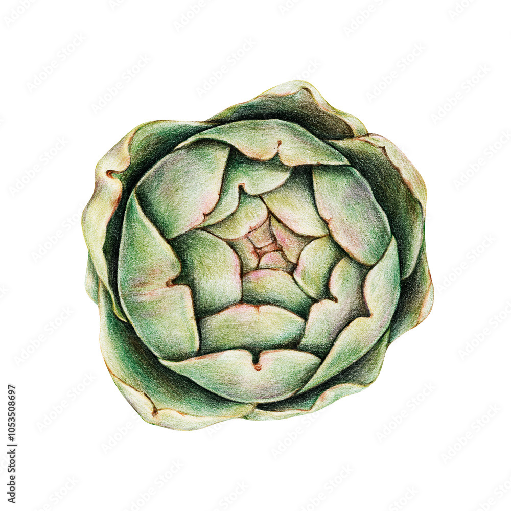 Obraz premium Fresh artichoke vegetable png illustration botanical hand drawn