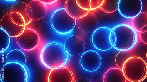 Repetitive patterns of neon circles