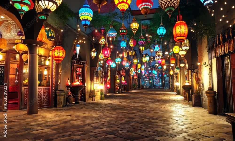 Illuminated Street in Arabian Nights Illuminated Street in Arabian Nights