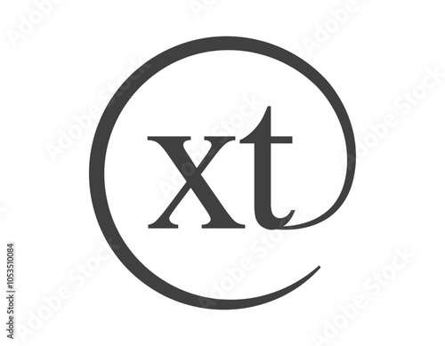 XT logo from two letter with circle shape email sign style. X and T round logotype of business company