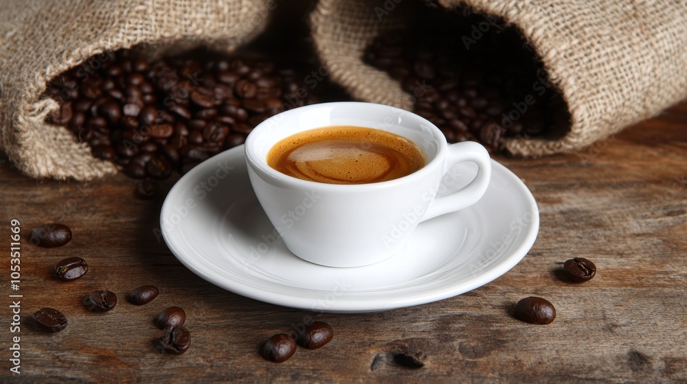 Fototapeta premium The Coffee Cup with Beans