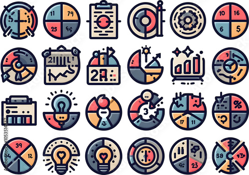 Vibrant Data Visualization Icons

