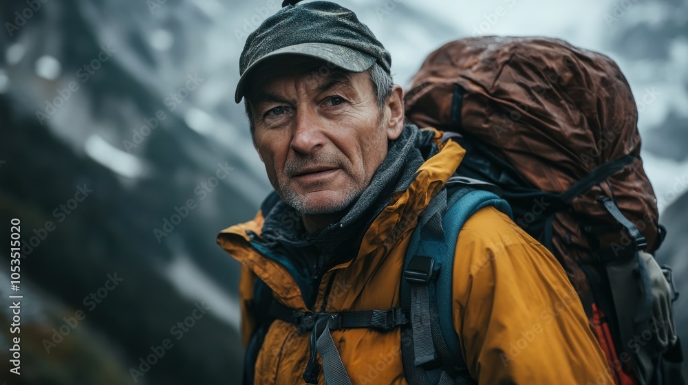 Swiss man with a hiking backpack, looking adventurous Swiss man with a hiking backpack, looking adventurous
