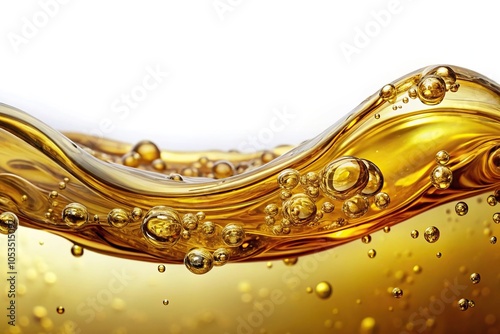 Wide-angle view of oil viscosity and air bubbles