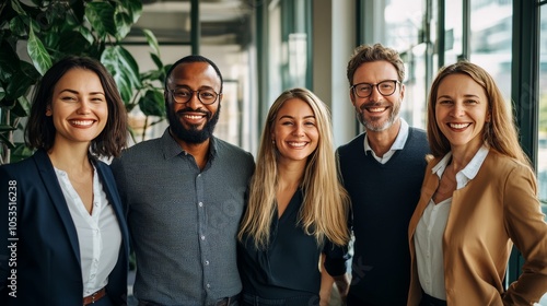 Multicultural business team celebrating success in a bright, modern office after closing a significant deal in daylight