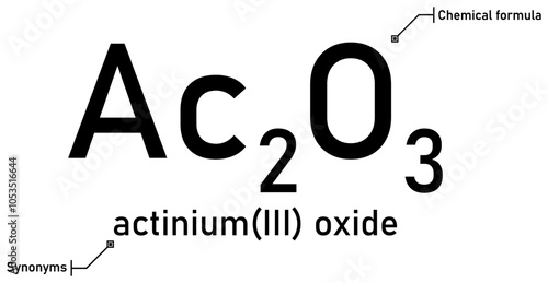 Actinium(III) oxide chemical formula and synonyms with callout titles
