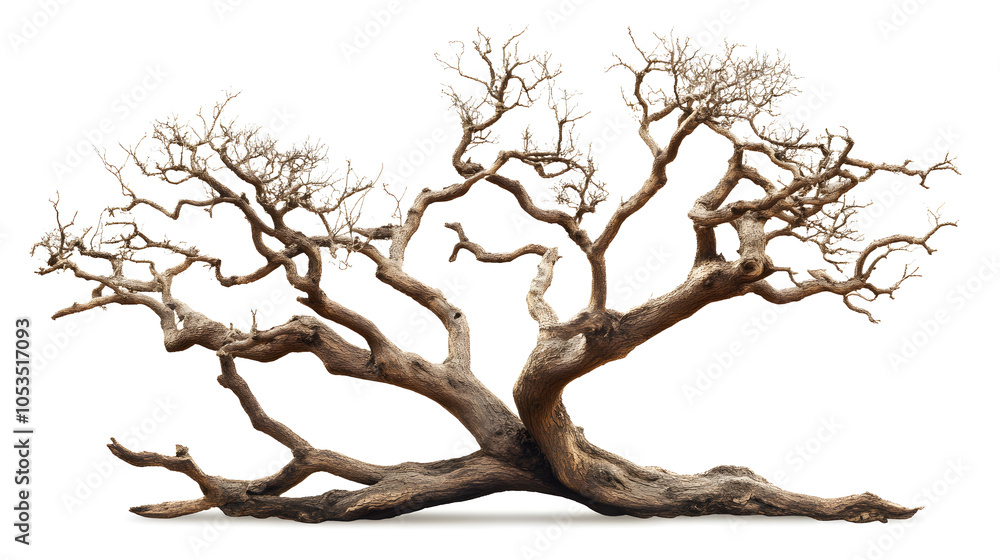Fototapeta premium Dry tree with no leaves isolated on white background