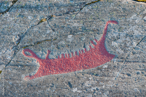 Rock carvings at Himmelstalund in Norrköping, Sweden. The area is famous for its 1700 rock carvings from the Bronze Age, some of them believed to be almost 4000 years old. photo