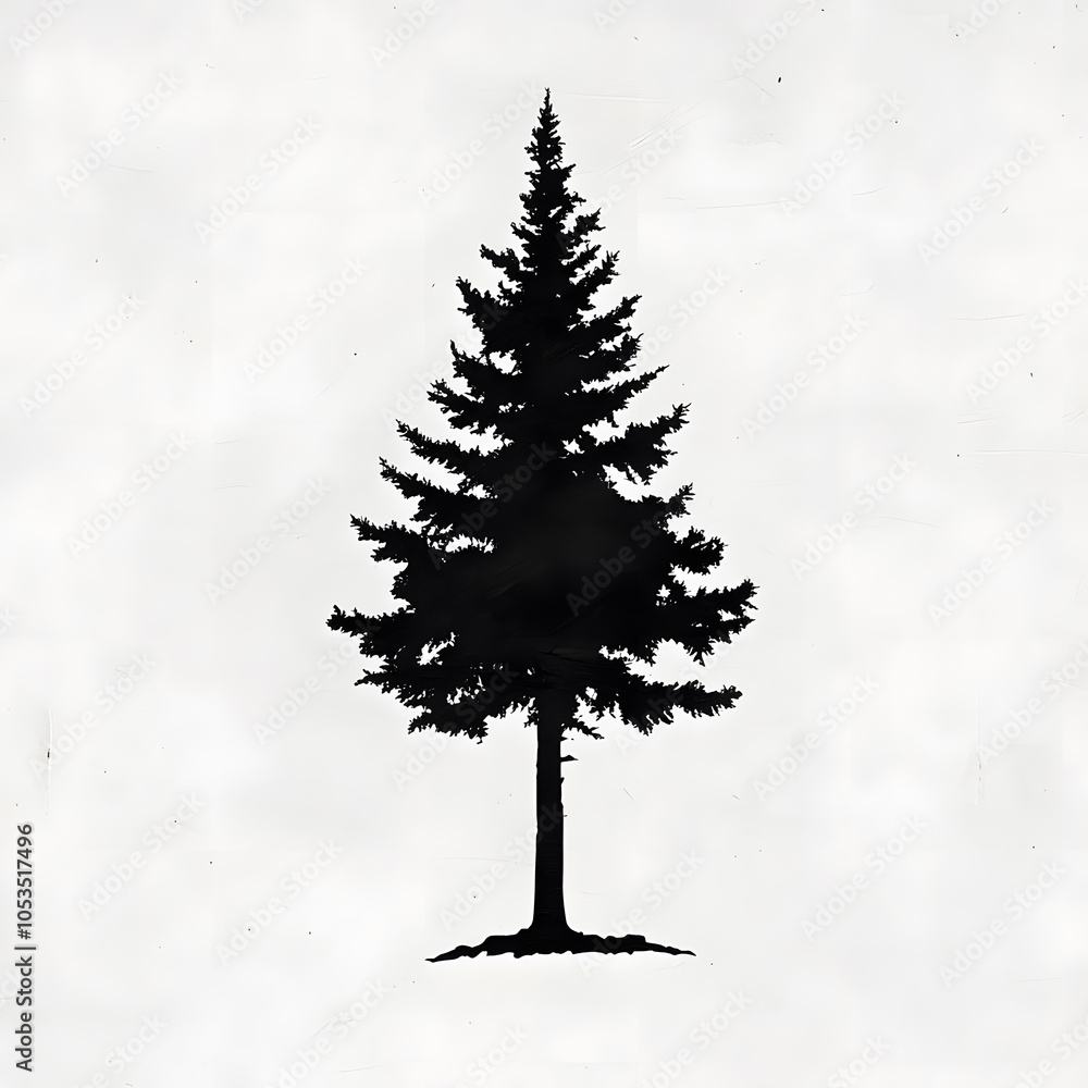 Fototapeta premium Hand drawn tree, black and white, isolated on white