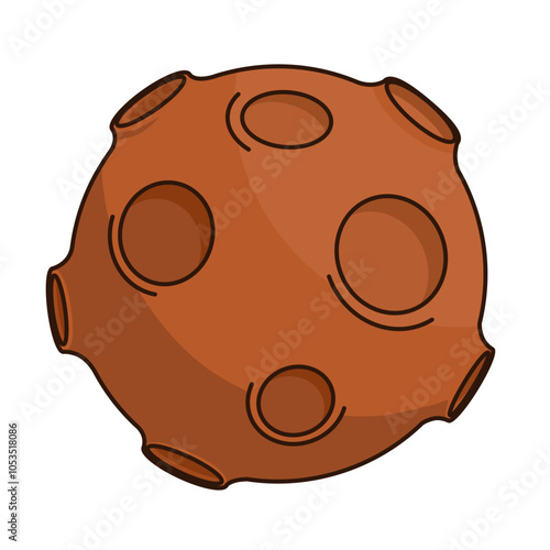 Minimalistic cartoon-style rocky asteroid icon with craters, isolated on white. Perfect for space-themed projects, educational materials, games, or apps related to astronomy and science.