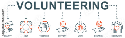 Volunteering banner web icon vector illustration concept for volunteer aid assistant with icon