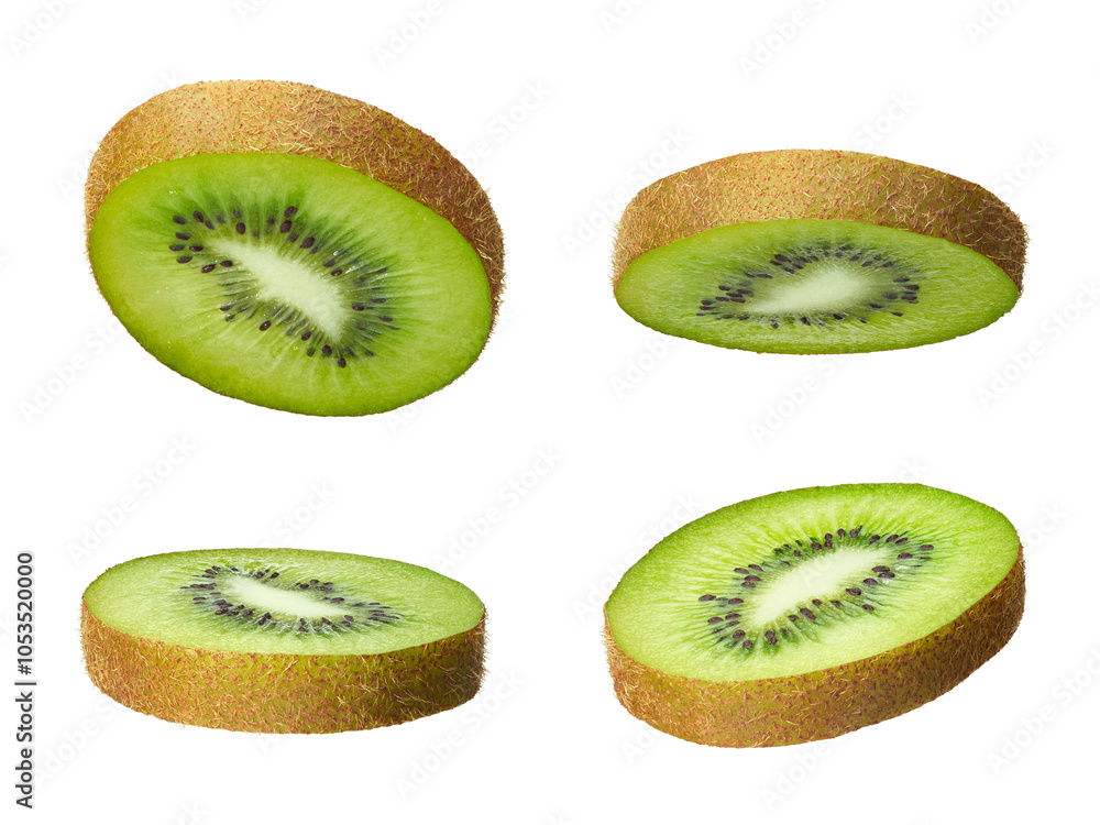 Fototapeta premium Set of sliced kiwi fruit isolated on white background