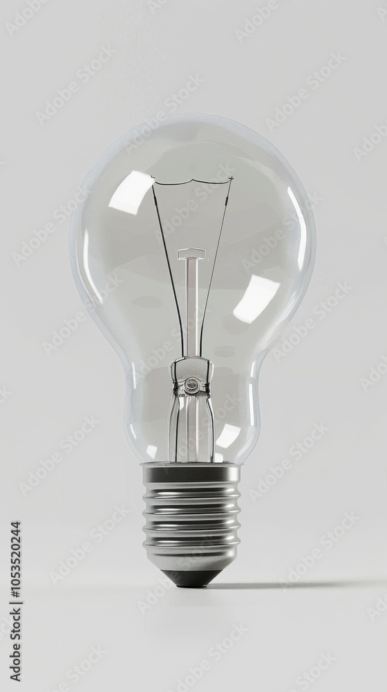 Transparent light bulb, white background, 4K hyperrealistic photo Transparent light bulb, white background, 4K hyperrealistic photo
