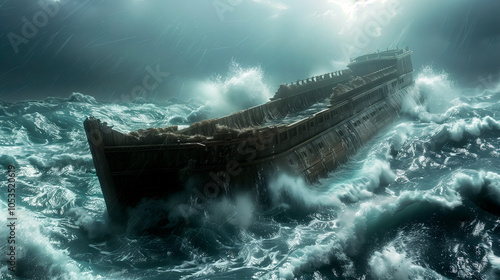 Noah's ark in stormy seas
