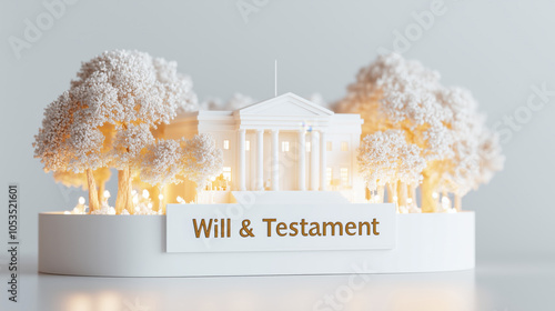 3D model of family estate with trees, symbolizing legacy and inheritance photo