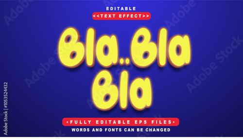 editable bla bla bla text effect. cartoon typhography logo