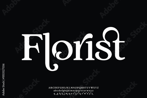 Elegant beautiful vintage serif alphabet display font vector. Decorative florist typeface