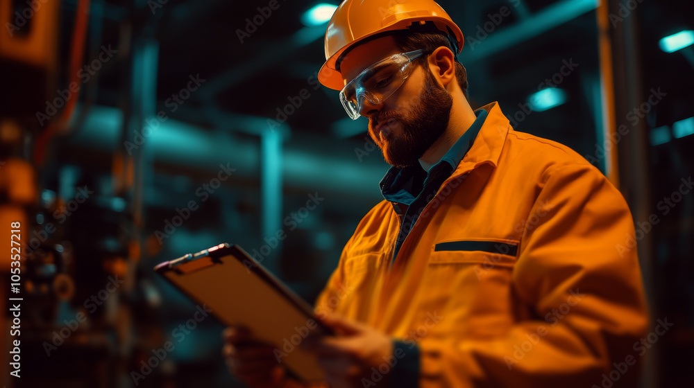 industrial engineer holding a clip board industrial engineer holding a clip board