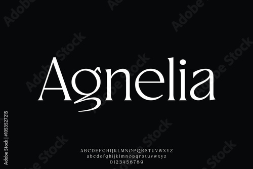 Modern elegant sharp serif alphabet display font vector glamor style