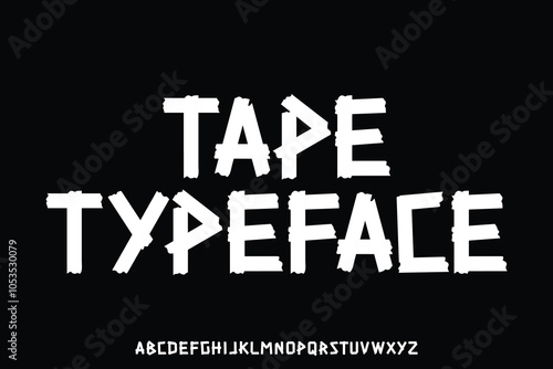 Decorative tape typeface alphabet display font vector illustration