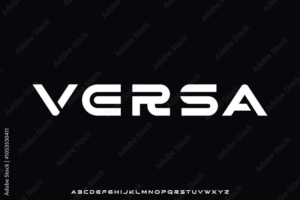 Modern futuristic sans serif alphabet display font vector illustration Modern futuristic sans serif alphabet display font vector illustration