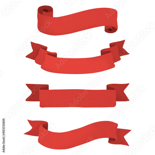 Free Download Red paper ribbon banner design element collection - GFXLoad