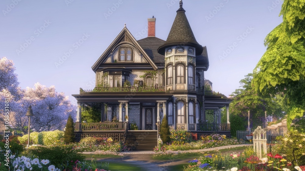 Fototapeta premium Victorian house with a turret.