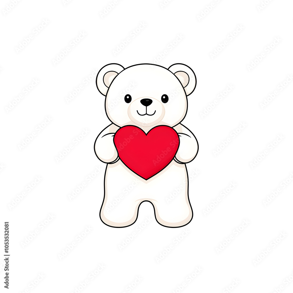 A teddy bear is holding a red heart isolated on white A teddy bear is holding a red heart isolated on white