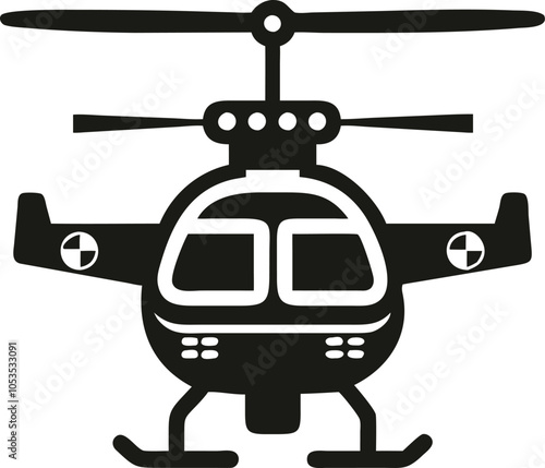 Helicopter vector silhouette icon with Transparent Background Clipart.