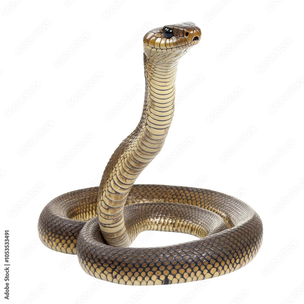 A cobra snake clipart, reptile, flat design, earthy brown tones, isolated on white background A cobra snake clipart, reptile, flat design, earthy brown tones, isolated on white background