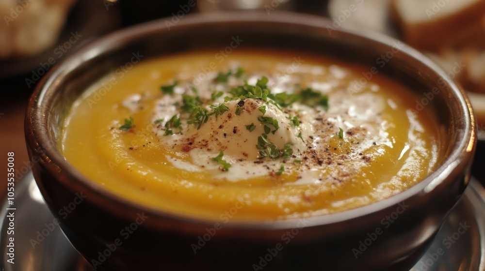 Warm bowl of butternut squash soup Warm bowl of butternut squash soup