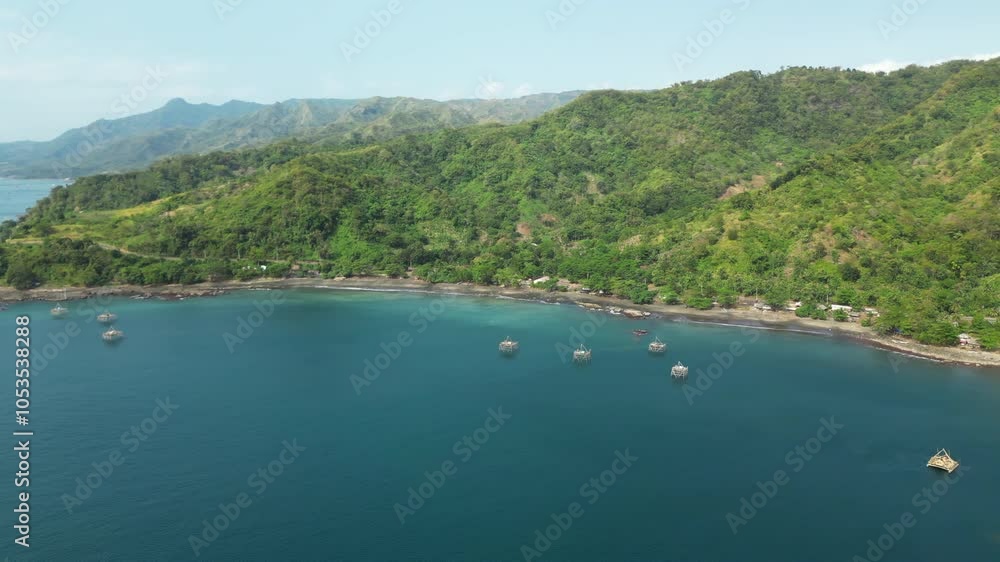 Pelabuhan Ratu Coastline Drone Pan Left In Sukabumi Indonesia 4K 60FPS Pelabuhan Ratu Coastline Drone Pan Left In Sukabumi Indonesia 4K 60FPS