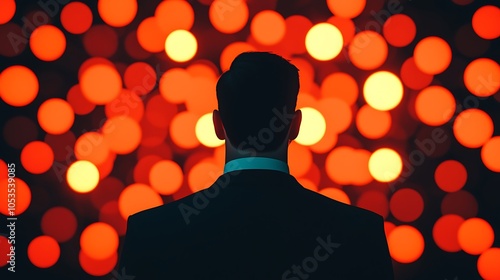 Businessman with Vision Against Colorful Background