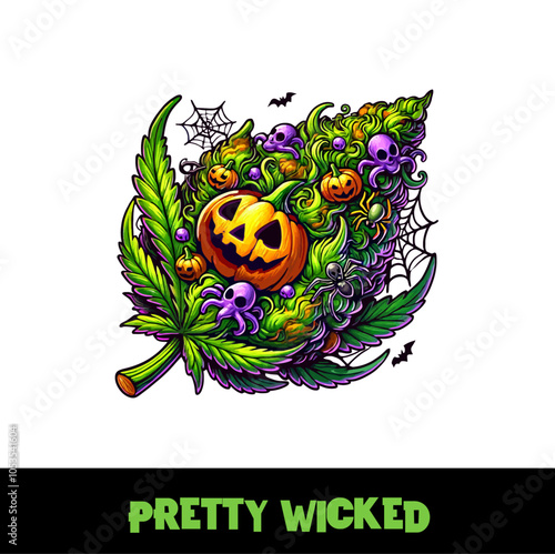 Vector Illustrated Pretty Wicked Cannabis Bud Strain Cartoon