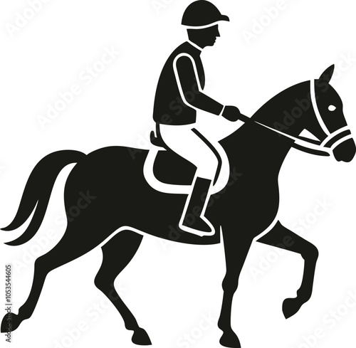 Horse Rider vector silhouette icon with Transparent Background Clipart.