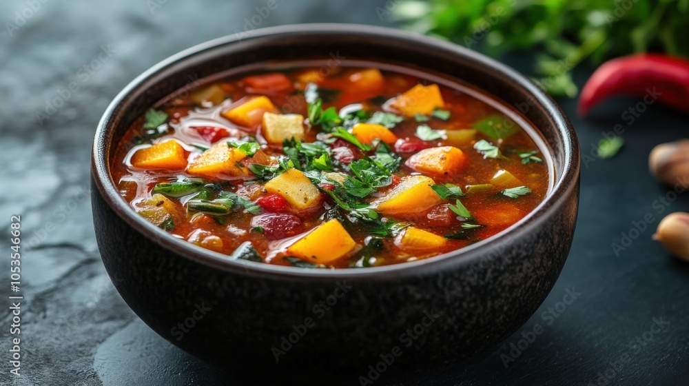 Warm bowl of hearty vegetable stew